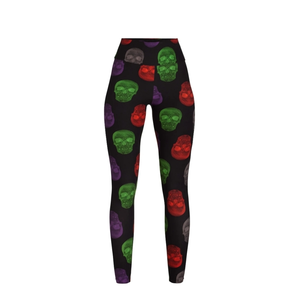 No Boundaries Women's Size S/M High Rise Ankle Length Sueded Leggings Skull